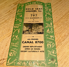 1940s GOLD SEAL LIQUORS, 707 WEST HARRISON, CHICAGO Promotional Card