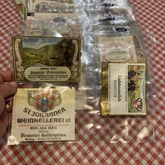 Lot of over 60 Vintage 1960-70 German French Wine Bottle Labels in Plastic