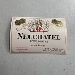 Vintage Wine Bottle Label — Neuchatel Reine Berthe Estate Bottled