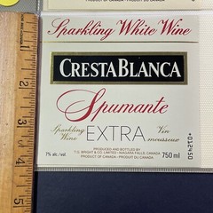 Vintage Brights Winery Cresta Blanca Spumante Extra Wine UNUSED Paper Label Q124