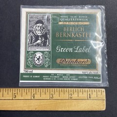Vintage 1960s Bereich Bernkastel Green Label UNUSED Paper Label Koblenz Q1958