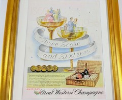 Vintage 1936 Great Western Champaign Full Page Original Color Ad 122 Wine Score