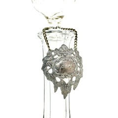 Port Wine Label Silver Diecast Bottle Ticket Decanter Label Chain Grape Cherubs