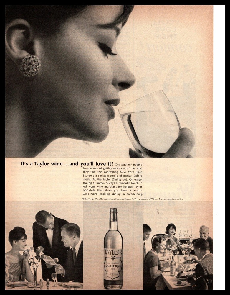 1965 Taylor New York Sauterne Wine Taylor Wine Company Hammondsport NY Print Ad