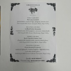 Grgich Hills Winery Brochure and Wine Pairing 4 Course Dinner Menu Napa Valley