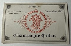 Antique Champagne Cider Label Theodore Stewart John Warren NY Vtg Est 1861