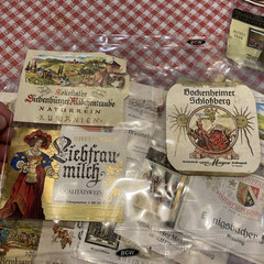 Lot of over 60 Vintage 1960-70 German French Wine Bottle Labels in Plastic