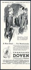 1935 Champagne Doyen bottle couple art vintage print ad
