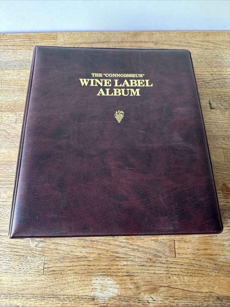 Vintage Wine Label Album “The Connoisseur” Burgundy Faux Leather Binder