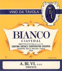 Vino Da Tavola Bianco Ciavedal Casarsa Italy 1970s 1980s Vintage Wine Label
