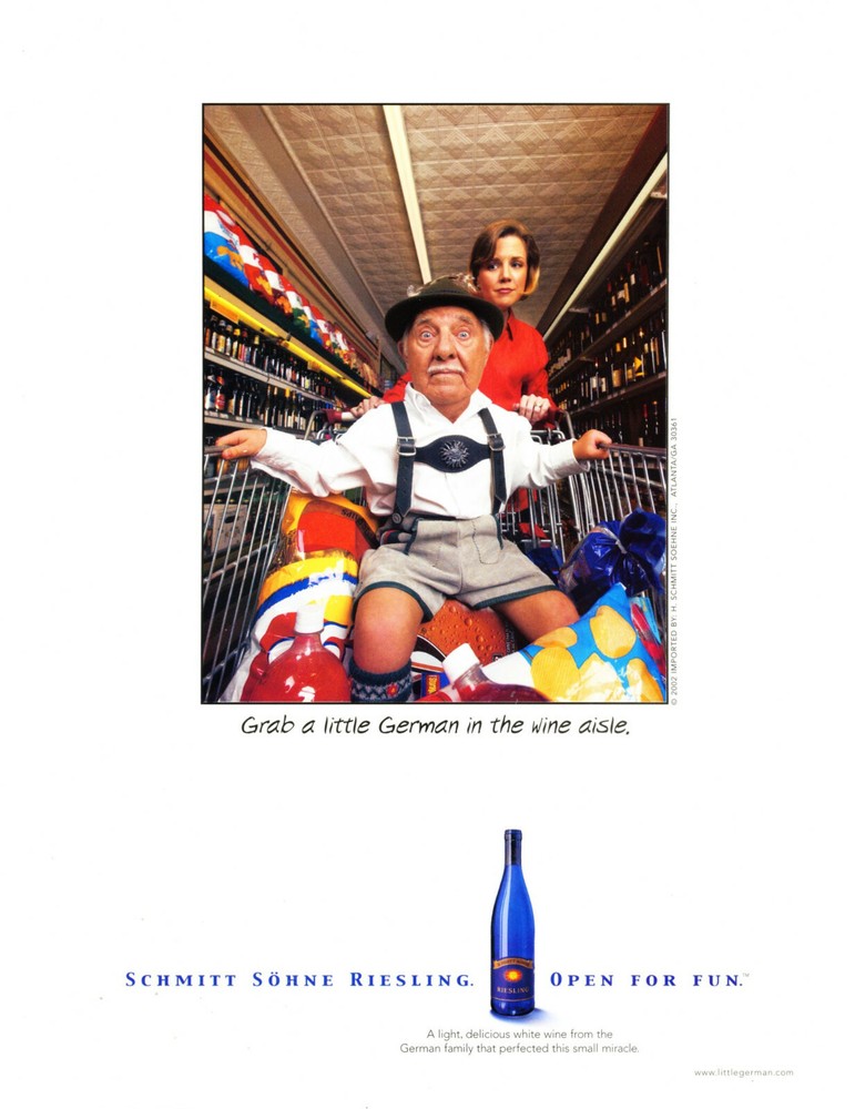 SCHMITT SOHNE WINE AD #3 RARE 2002 OOP « GRAB A LITTLE GERMAN IN THE WINE AISLE »