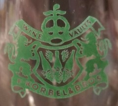F. Korbel & Bros – Wine Vaults – Wine Glass – Green Artwork – 7&Prime; Tall