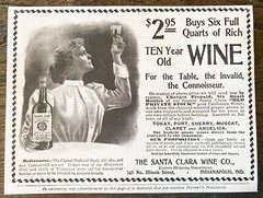 SANTA CLARA WINE CO c1900 Print Ad~Woman Drinks Private Stock White Tokay Bottle