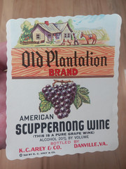 Vintage Old Plantation Wine Label Danville VA Unused 1940 K C Arey 500+ labels