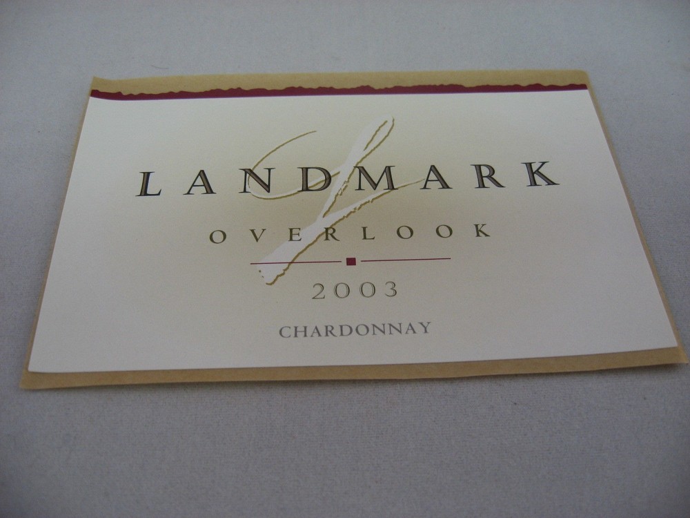 2003 Landmark Overlook Chardonnay Wine Label Collectible Sonoma Valley