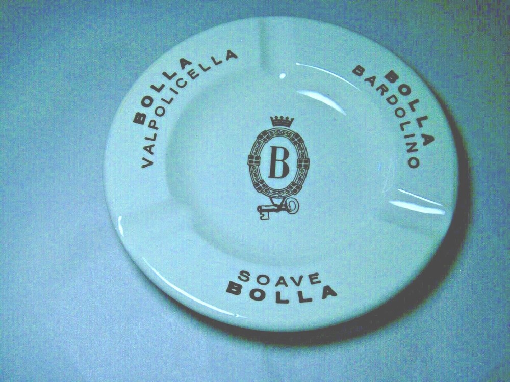 VINTAGE CERAMIC WINE ASHTRAY 5.25&Prime; BOLLA VALPOLICELLA BARDOLINO SOAVE MADE USA