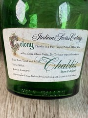Vintage Green Glass White Wine Jug Italian Swiss Colony Chablis from California