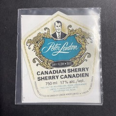 Vintage 1970 Peter London Canadian Sherry UNUSED Paper Label London ONT Q1979