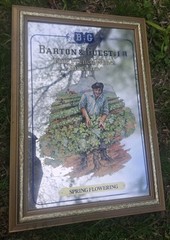 B & G BARTON & GUESTIER WOOD FRAMED BAR MIRROR FRENCH WINES « SPRING FLOWERING »