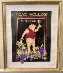 Signed Toad Hollow Vineyards Winery Framed Poster Art Print by M. Erickson 2000