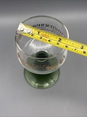 Schmitt Sohne Winery 0.1L German Wine Glasses Clear Green Ribbed Stem Set Of 2