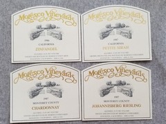 4 Vtg Moresco Vineyards CA Wine Bottle Labels Zinfandel Petite Sirah Chardonnay