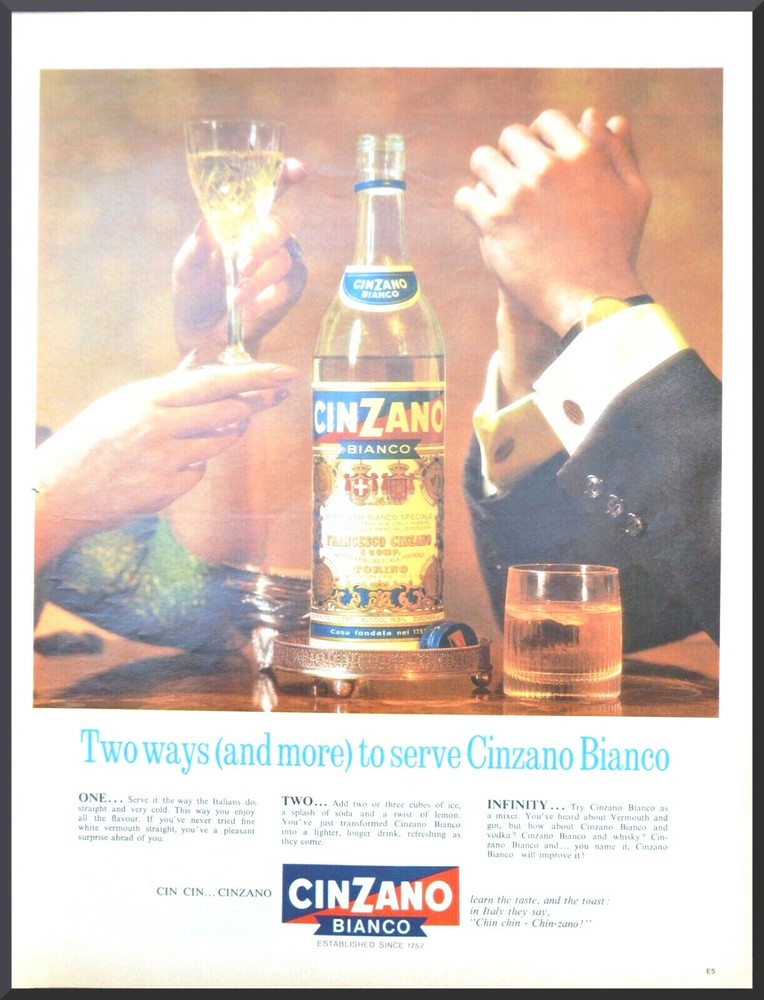 1965 Cinzano Bianco Wine vintage original print ad