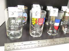 9 European souvenir wine tasting glasses 1970s to 1990s, all Vy Good, no damage