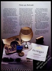 1978 Beringer Chardonnay wine photo vintage print ad