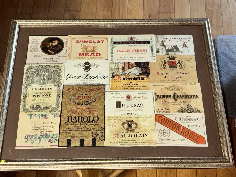 Vintage Framed Champagne Wine Spirits Alcohol Bar Decor Gold 16 X 21