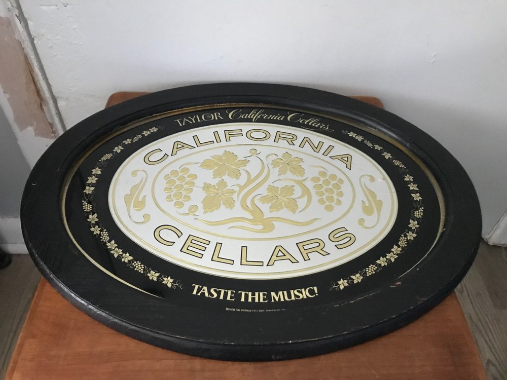 Vintage TAYLOR CALIFORNIA CELLARS Wine Framed Mirror Advertising Print Hanging
