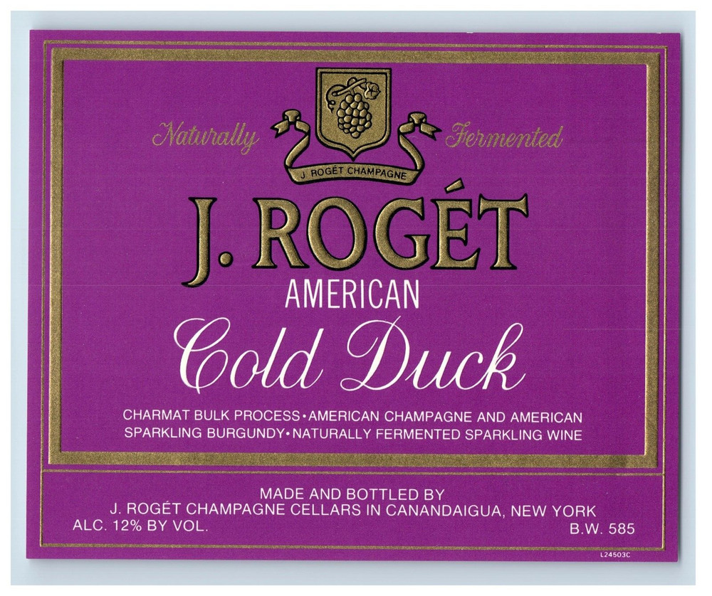 Vintage J Roget Gold Duck Paper Wine Label Original S85E