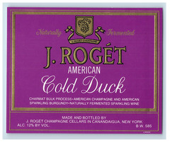 Vintage J Roget Gold Duck Paper Wine Label Original S85E