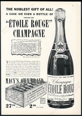 1937 Etoile Rouge Champagne 1928 bottle art vintage print ad