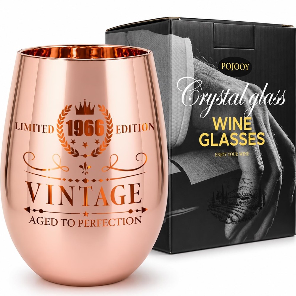 60th Birthday Gifts for Women- Vintage 1966 60th Birthday Wine Glass Engraved…