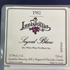 Vintage 1982 Inniskillin Winery Seyval Blanc Wine UNUSED Paper Label Niagara Q86