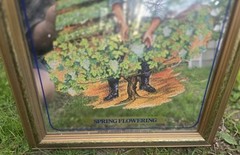 B & G BARTON & GUESTIER WOOD FRAMED BAR MIRROR FRENCH WINES « SPRING FLOWERING »
