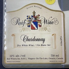 Vintage Reif Estates Winery Chardonnay White Wine UNUSED Paper Label Q172