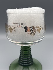 Schmitt Sohne Winery 0.1L German Wine Glasses Clear Green Ribbed Stem Set Of 2