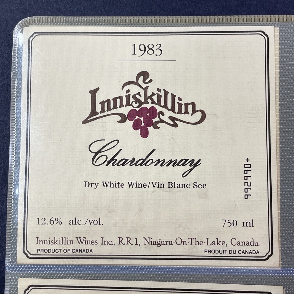 Vintage 1983 Inniskillin Winery Chardonnay Wine UNUSED Paper Label Niagara Q94