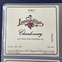 Vintage 1983 Inniskillin Winery Chardonnay Wine UNUSED Paper Label Niagara Q94