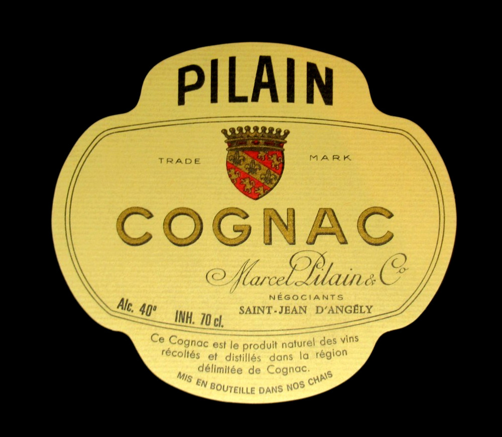 Vintage Pilain Cognac French Liquor Bottle Label Watermarks France Rare