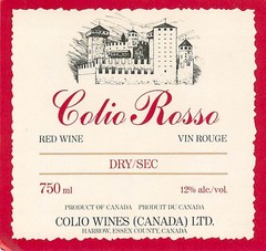 Colio Rosso Red Wine Dry Sec Harrow Essex Canada 1970s 1980s Vtg Wine Label
