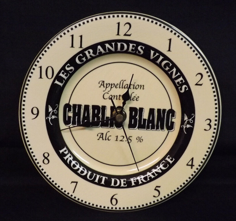 Chablis Blanc Les Grande Vignes. Produit De France Battery Wall Clock. Working