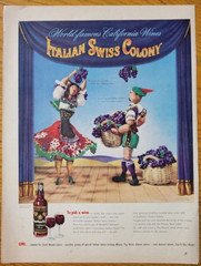 1946 Italian Swiss Colony California Wines Magazine Ad-Puppets Gathering Grape