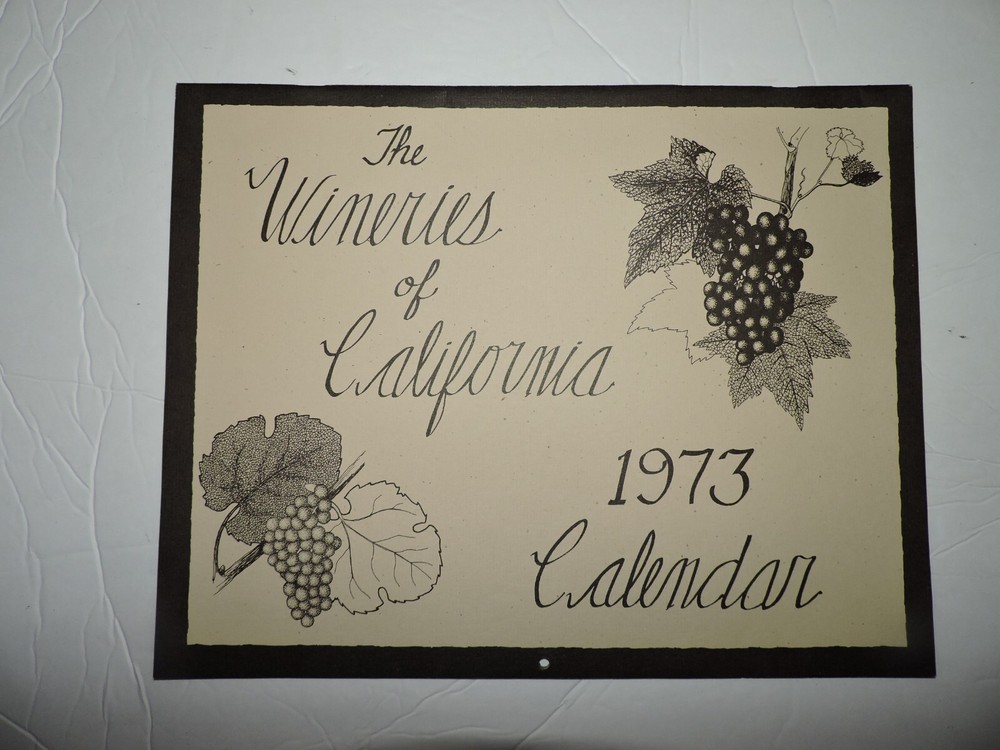 Vintage California Wineries Calendar 1973 Sebastian Titus