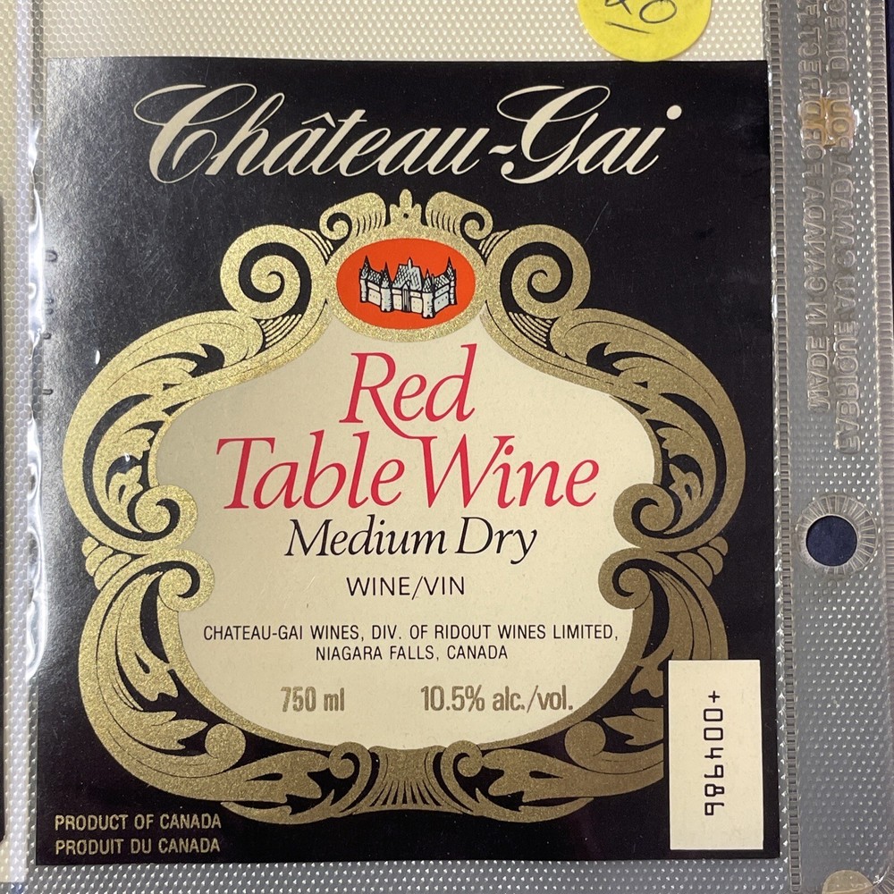 Vintage Chateau-Gai Red Table Medium Dry Wine UNUSED Paper Label Q20
