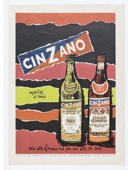 1965 Cinzano vermouth advertisement. Vintage original bright colors.