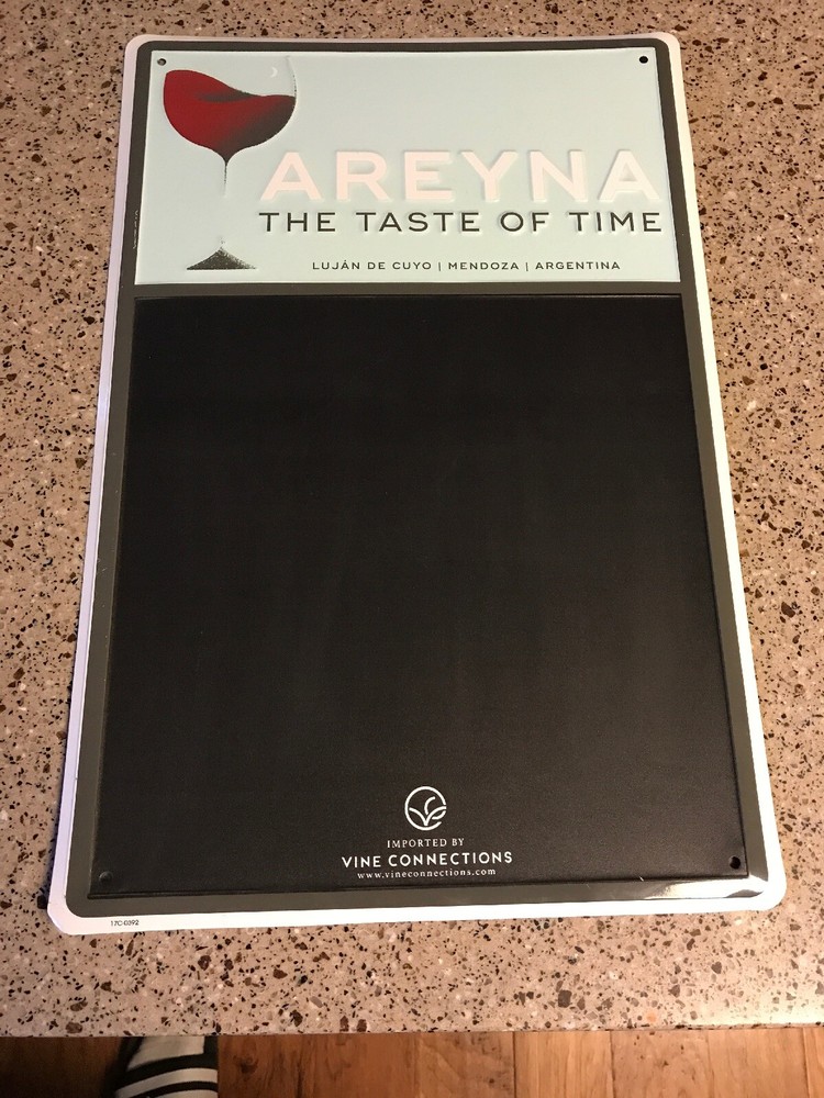 AREYNA-TASTEofTIME-LUJANdeCUYO-ARGENTINA-EMBOSSD METAL 18&Prime;X12&Prime; CHALKBOARD-EUC