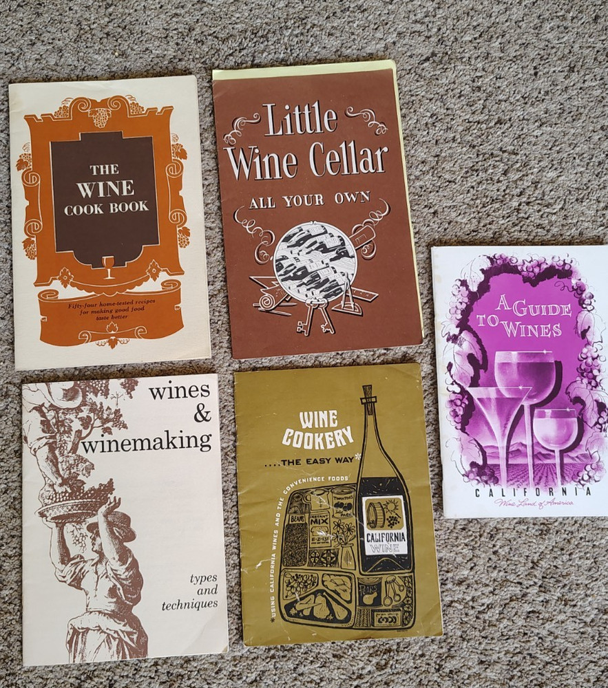 Vintage Lot of Wine Booklets 1960sCalifornia Wine Guide, Cookery, Making, Cellar